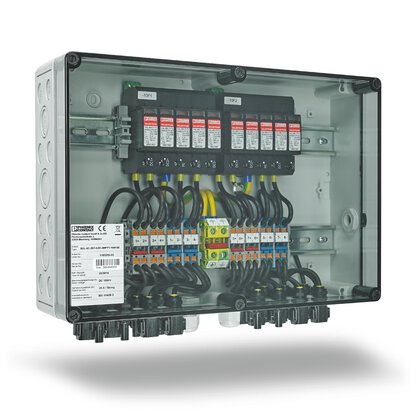 String combiner boxes for photovoltaic systems